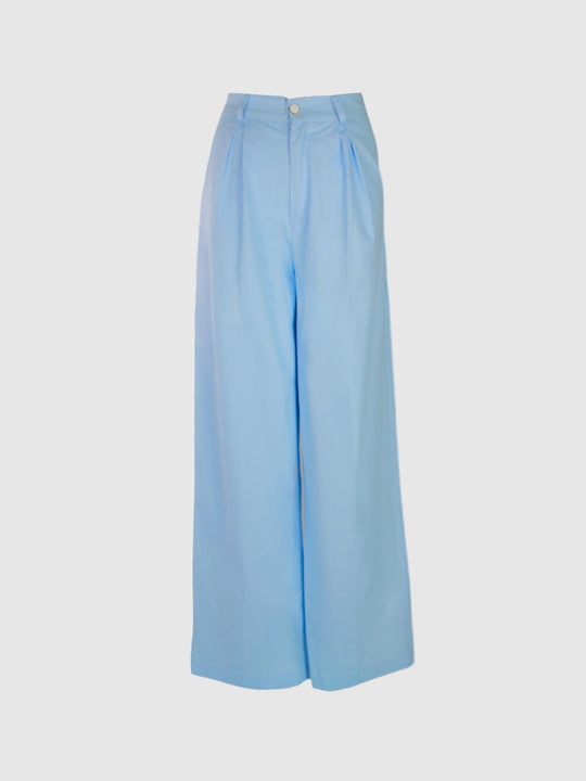 Sky Blue High Waisted Wide Leg Pants