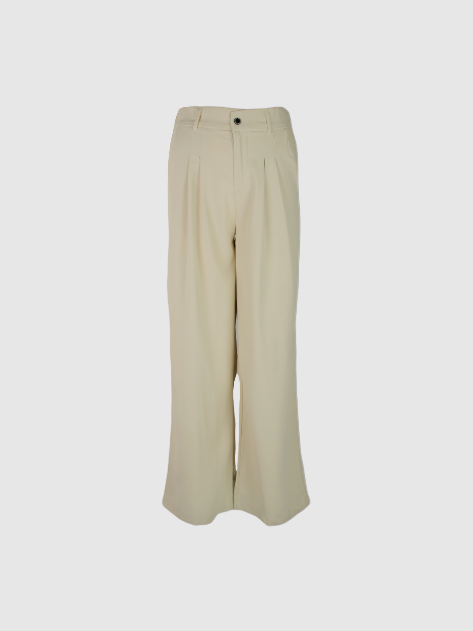 Sand Color Waisted Wide-Leg Pants