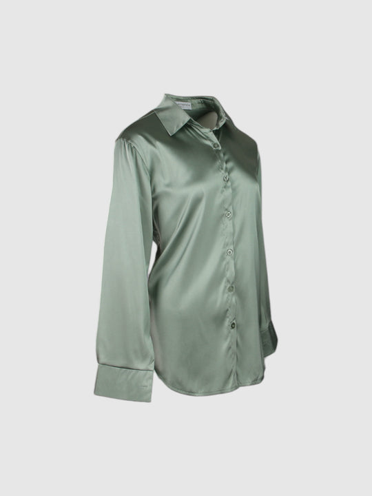 SINFONIA Olive Satin Blouse 