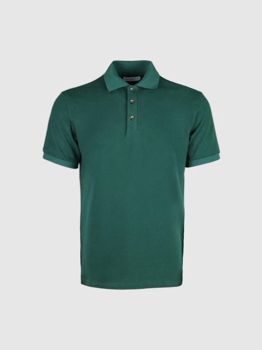  Racing green Polo Shirt With Signature Button For Men