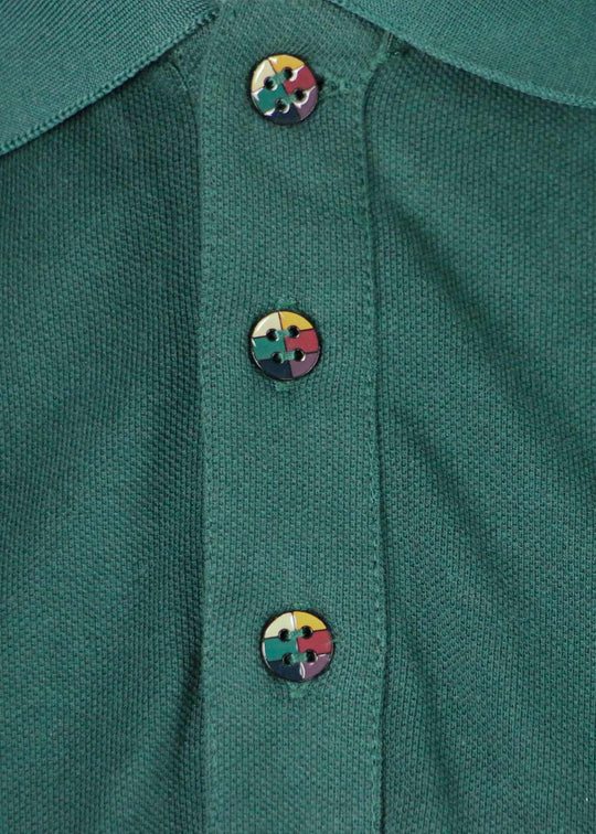  Racing green Polo Shirt With Signature Button For Men