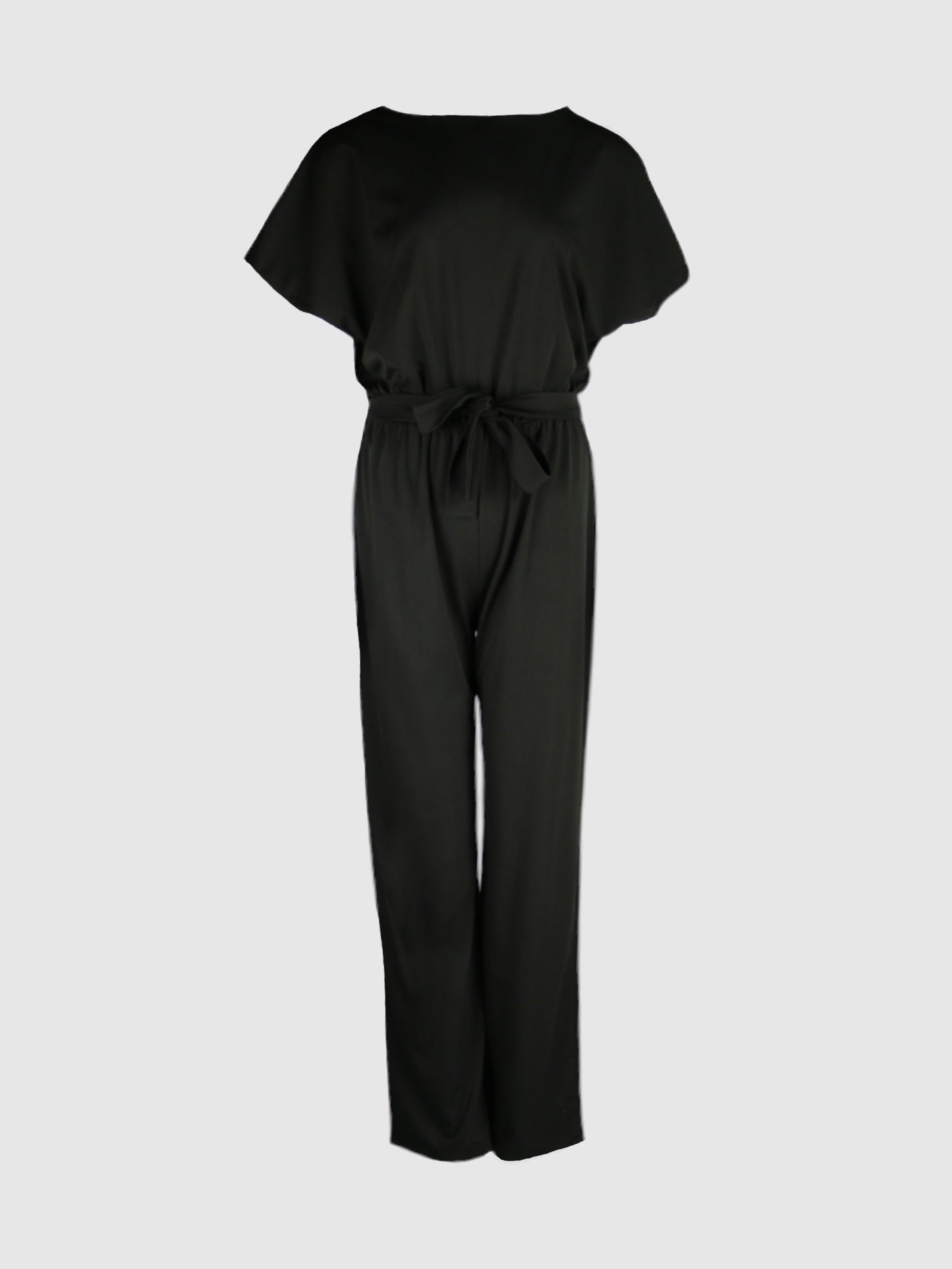  Ebony Color Jumpsuit With Tie For Women