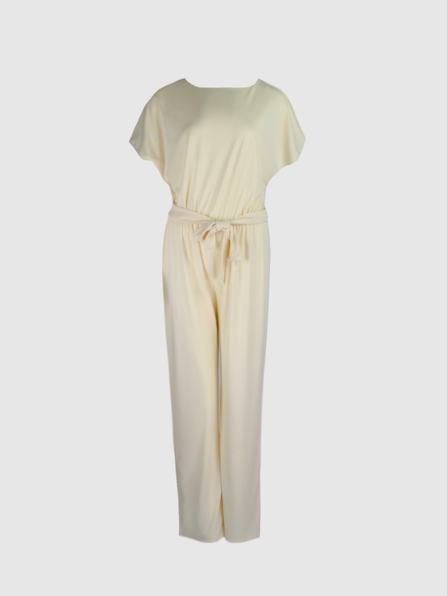  Buttercream Color Jumpsuit With Tie 